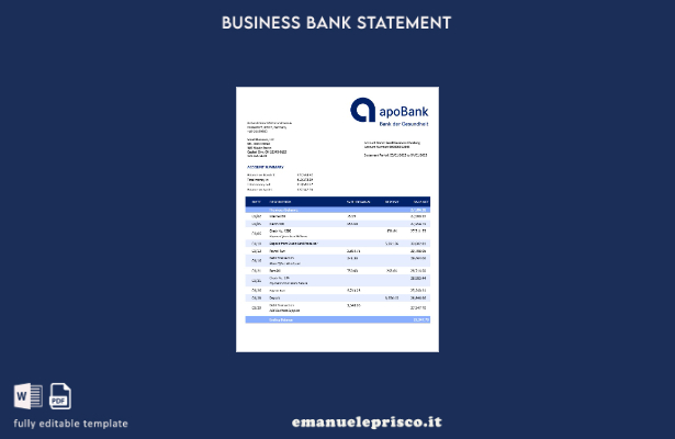 stile verificato Estratto conto aziendale Apobank Modello Word e PDF